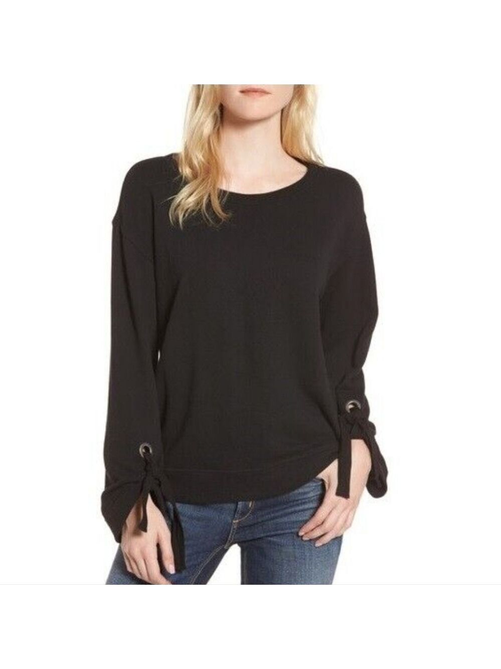 Splendid Women's Madison Avenue Black Grommet Sweatshirt Size XS